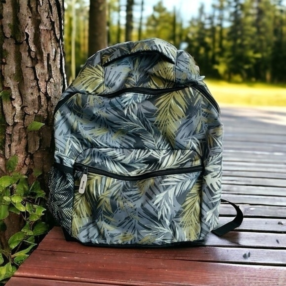Unisex Tropical Leaves Canvas Backpack Laptop Travel Daypack Excellent